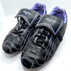 Rawlings Youth Baseball Cleats Black Purple Sz 2Y
